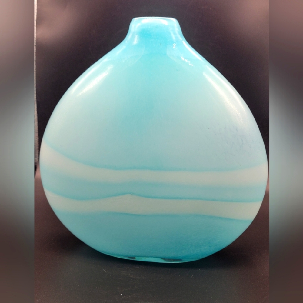 MG Hand Blown Vase 1990s Blue Ombre